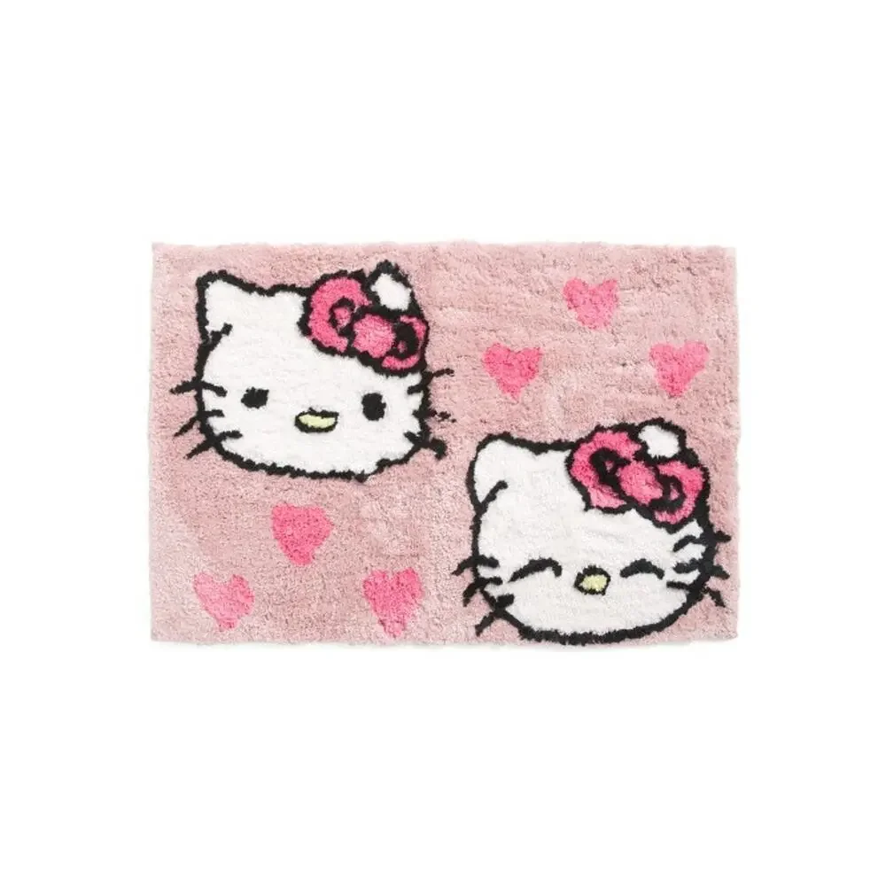 Hello Kitty Bath Rug 21x31 Wink Heart Soft Plush Valentine Face 2025 Sanrio Pink